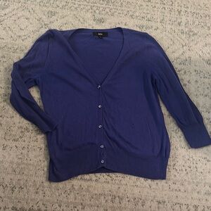 Women's Mossimo Blue V-Neck Cardigan Sweater 3/4 sleeve